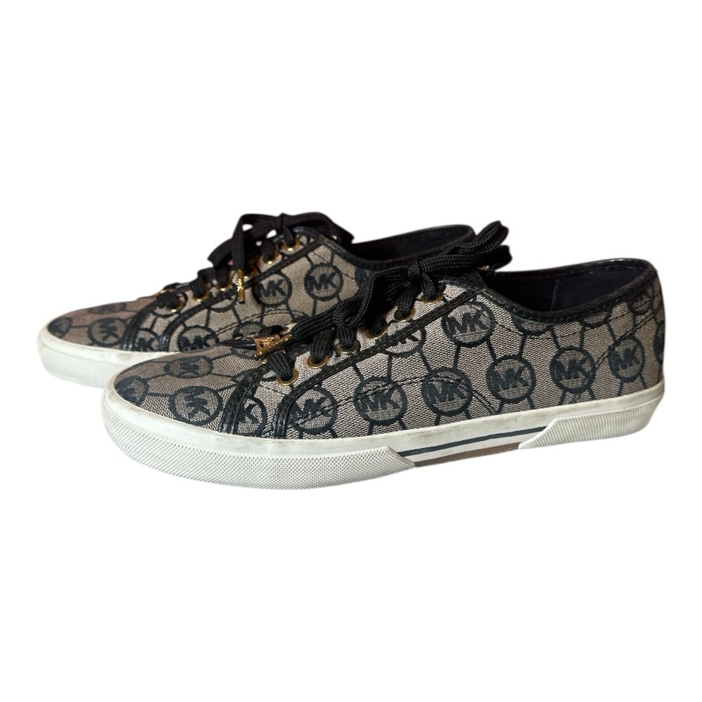 Michael Kors Black and Tan Logo Sneakers - Picture 2 of 9